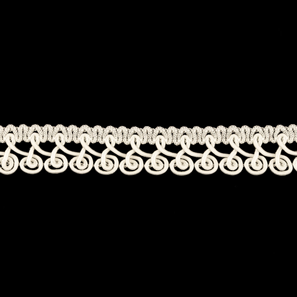 White Spirals Braided Trim - 0.5"