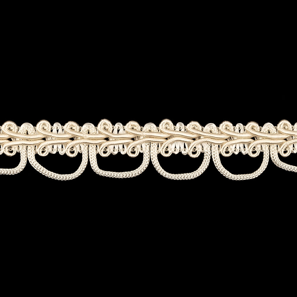Sand Dollar and Pearled Ivory Gimp Braided Trim with Loops - 0.625"