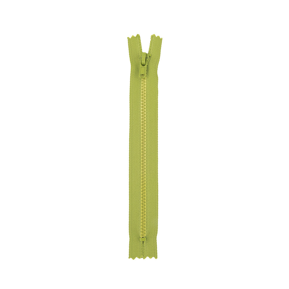 Lime Closed Bottom Molded Plastic Zipper - 6.5"