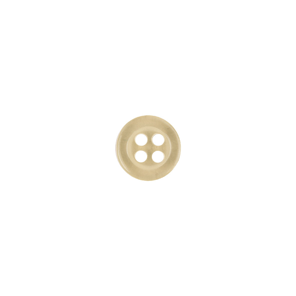 Translucent Beige Tire Rimmed 4-Hole Blouse Button - 13L/8mm