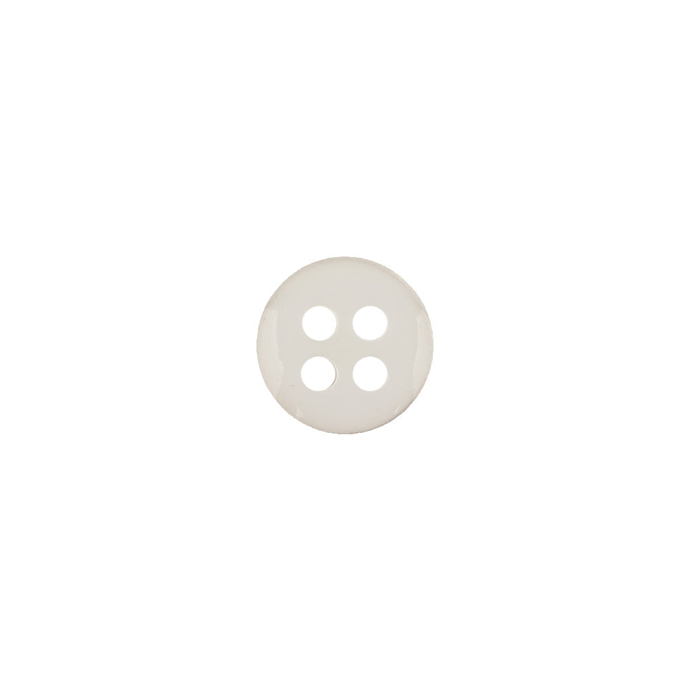 Semi Shiny Ghostly White Narrow Rimmed 4-Hole Button - 16L/10mm