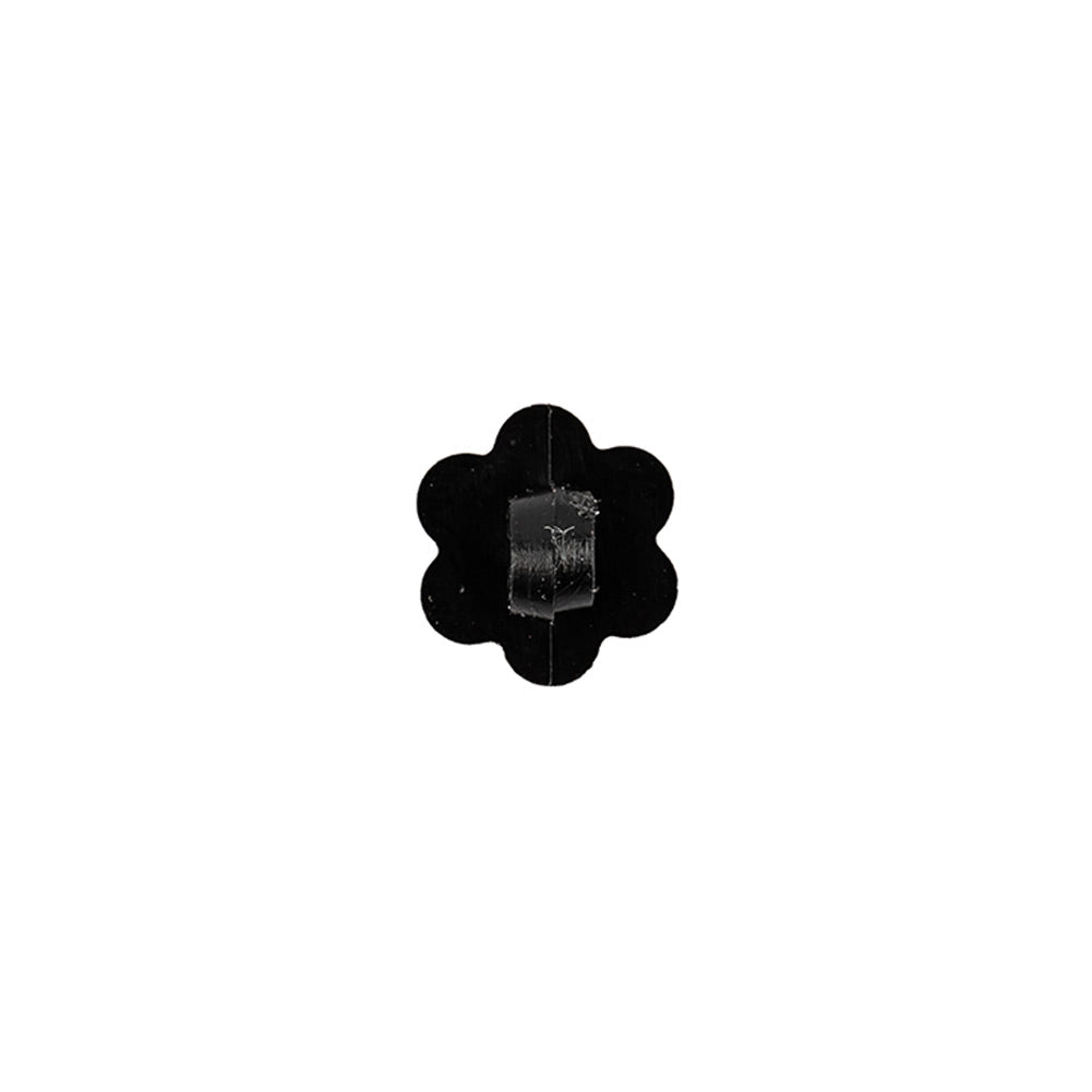 Italian Black Flower Shank Back Nylon Button - 17L/10.5mm
