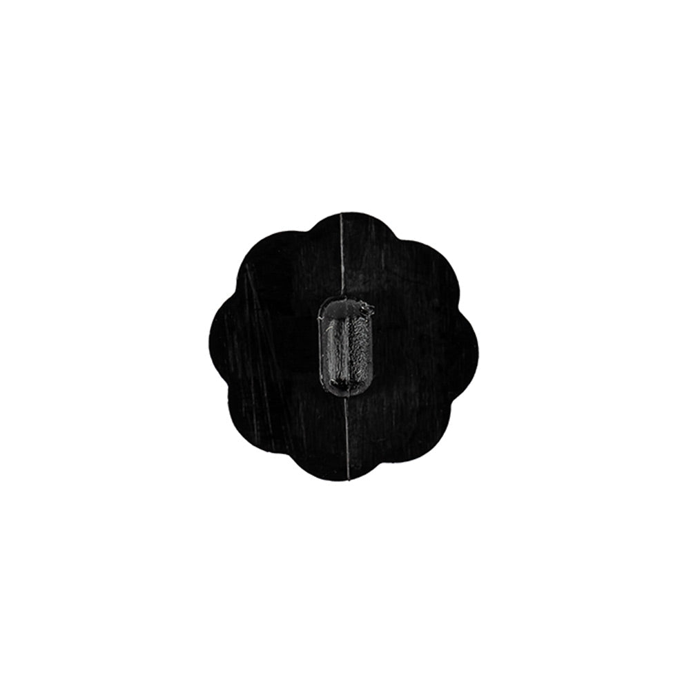 Italian Black Faceted Shank Back Flower Button - 24L/15mm