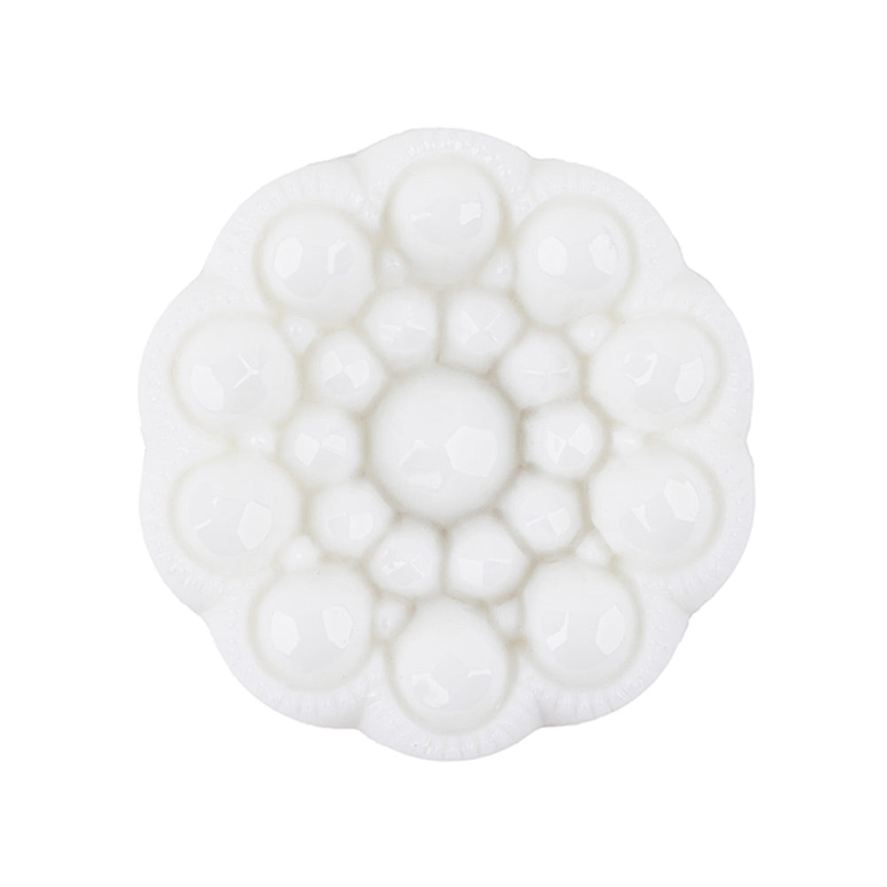 Italian White Decorative Circles Floral Shank Back Button - 44L/28mm