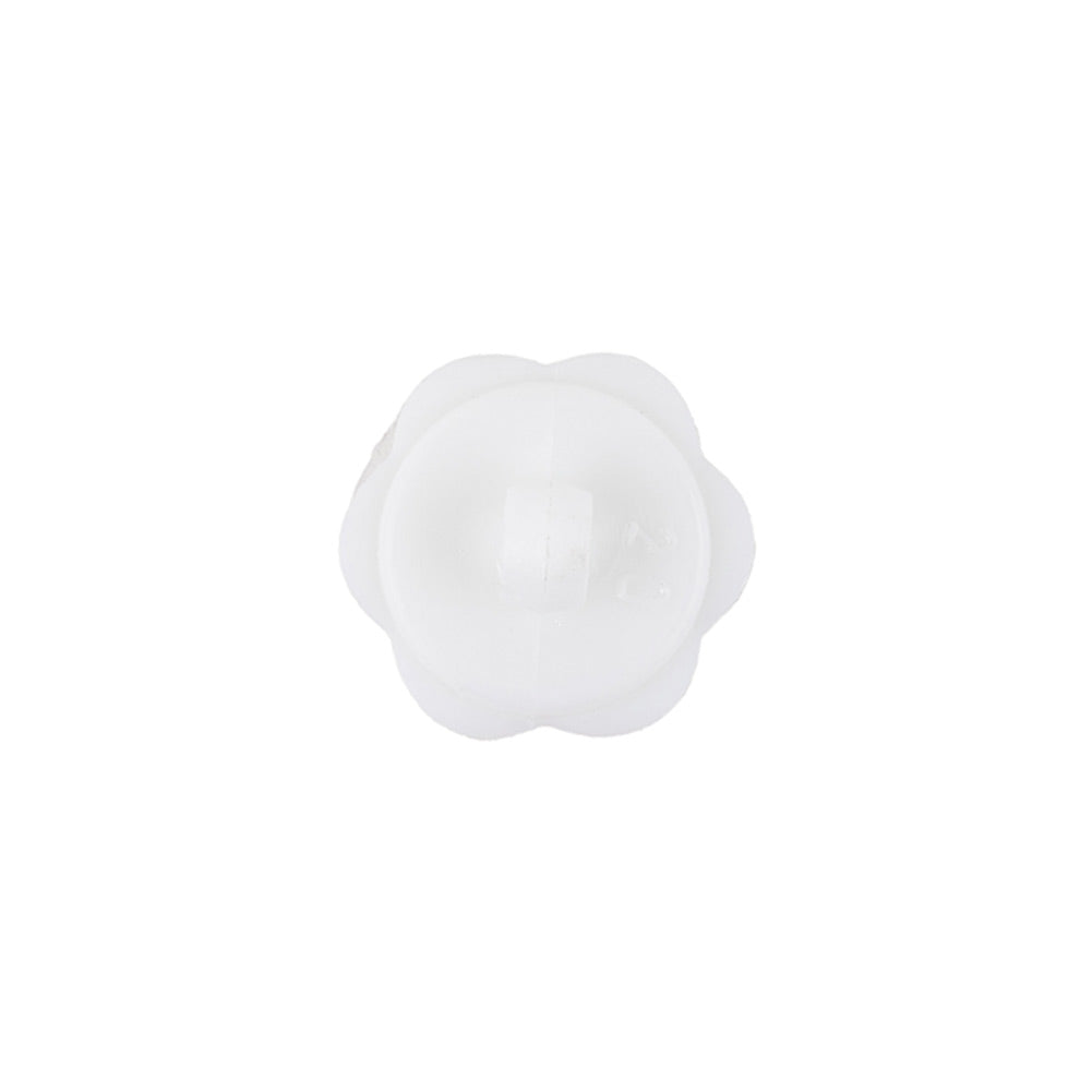 Italian White Floral and Geometric Shank Back Nylon Button - 24L/15mm