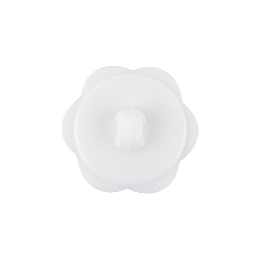 Italian White Floral and Geometric Shank Back Nylon Button - 36L/23mm
