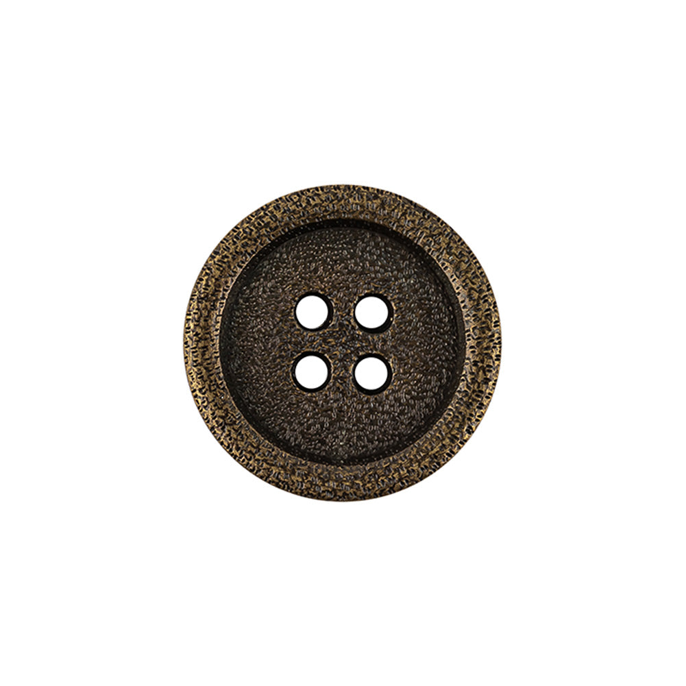 Italian Hint of Gold Bronze Shallow Plate 4-Hole Metal Look Coat Button - 32L/20mm