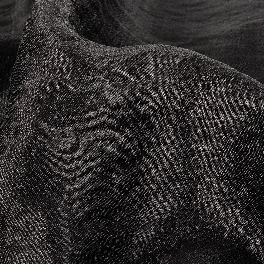 Black Shimmering Tactile Polyester and Cotton Woven