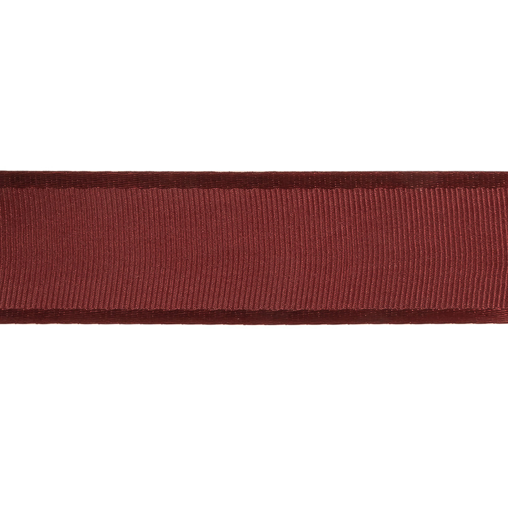 Wine Grosgrain Ribbon with Satin Borders - 1"