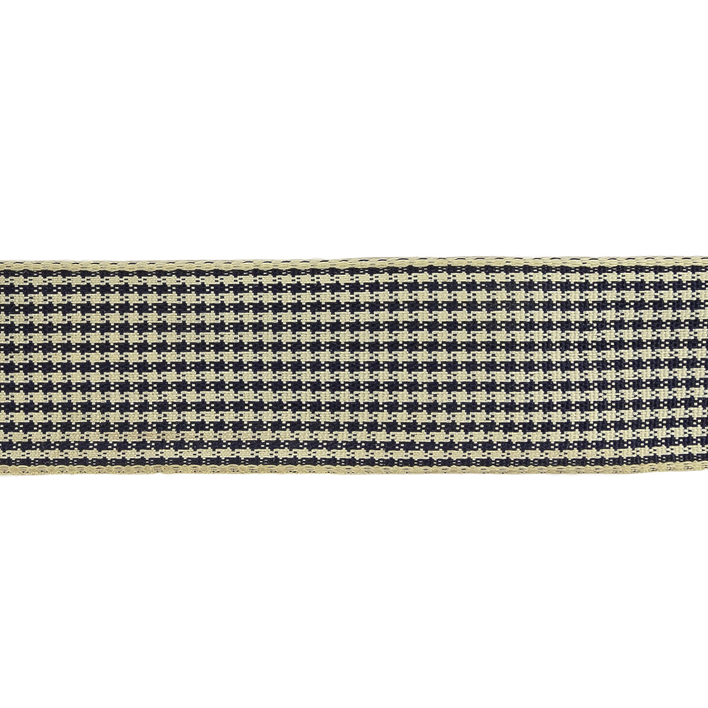 Deep Cobalt and Marshmallow Houndstooth Check Woven Ribbon - 1"