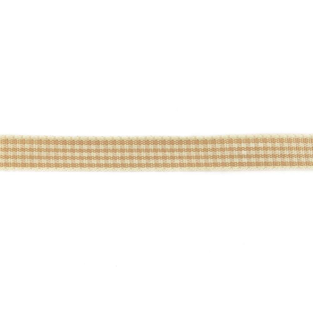Beige and Angora Houndstooth Check Woven Ribbon - 0.375"