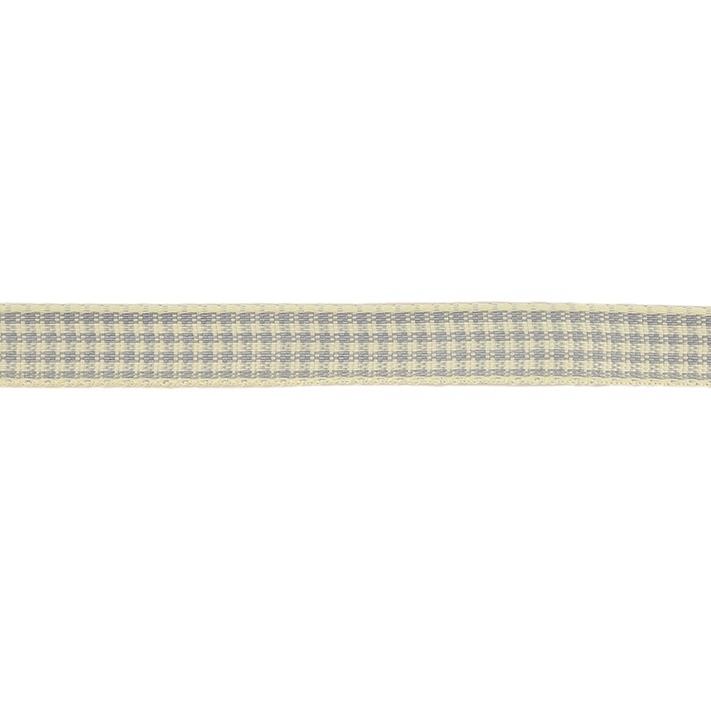 Cool Gray and Cannoli Cream Houndstooth Check Woven Ribbon - 0.375"