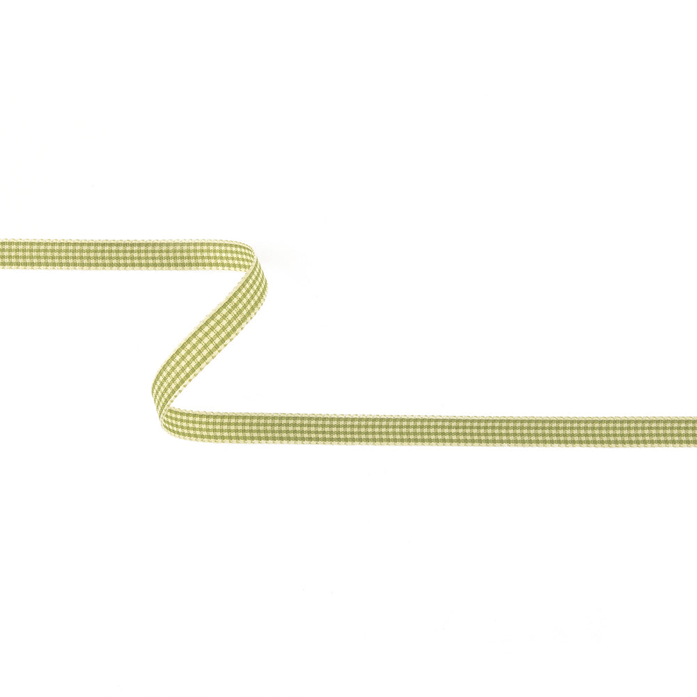 Lime and Cream Houndstooth Check Woven Ribbon - 0.375"