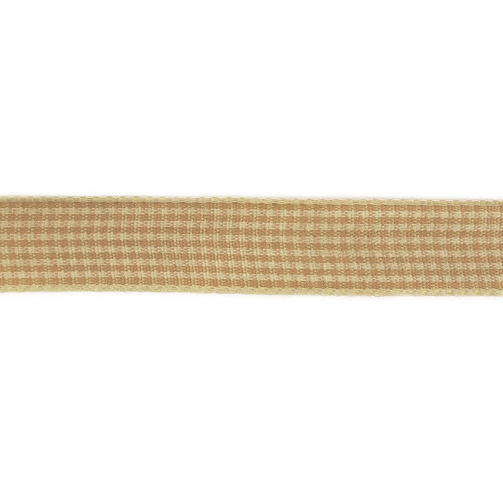 Beige and Angora Houndstooth Check Woven Ribbon - 0.625"