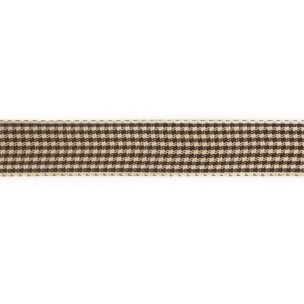 Brown and Cream Houndstooth Check Woven Ribbon - 0.625"