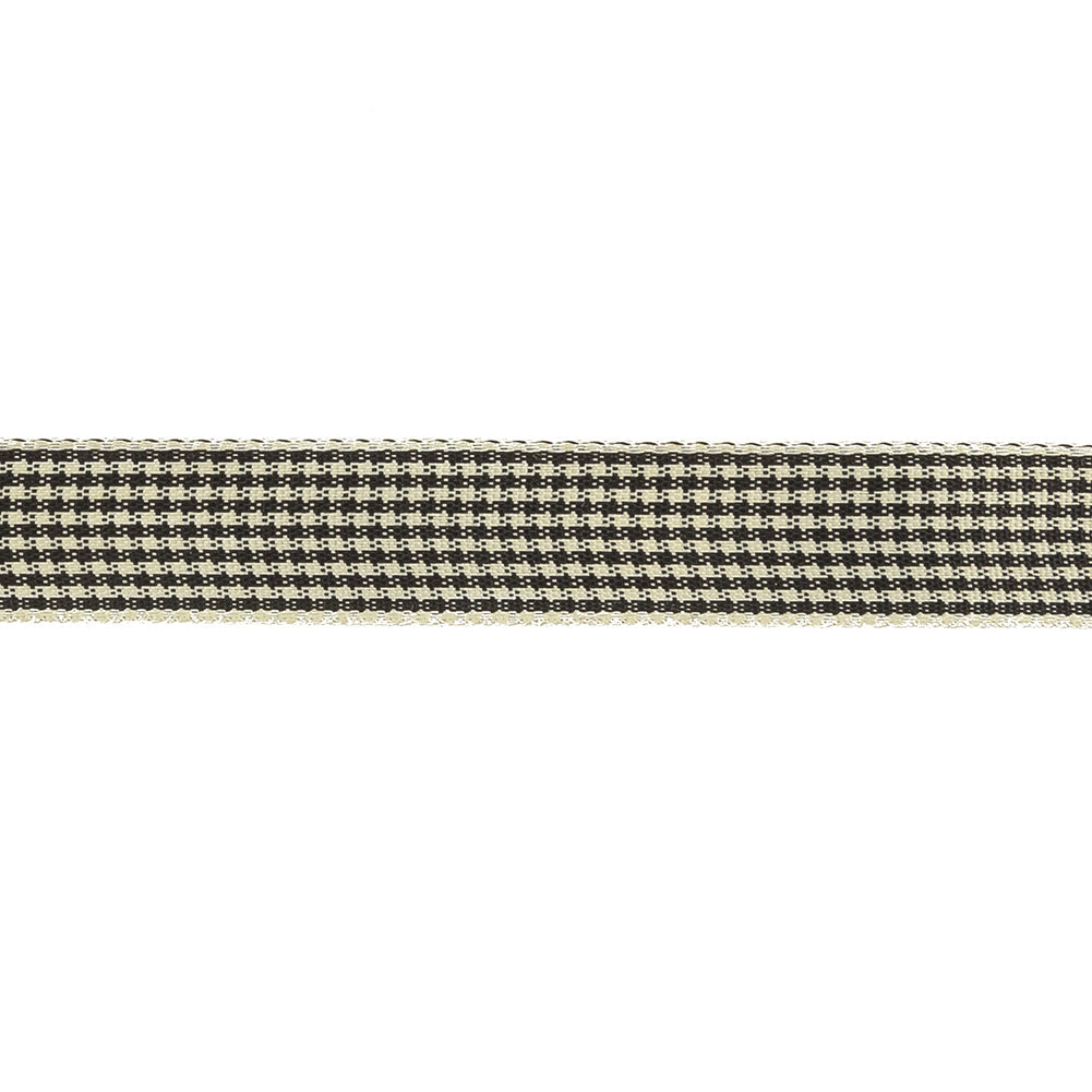 Black and Cream Houndstooth Check Woven Ribbon - 0.625"