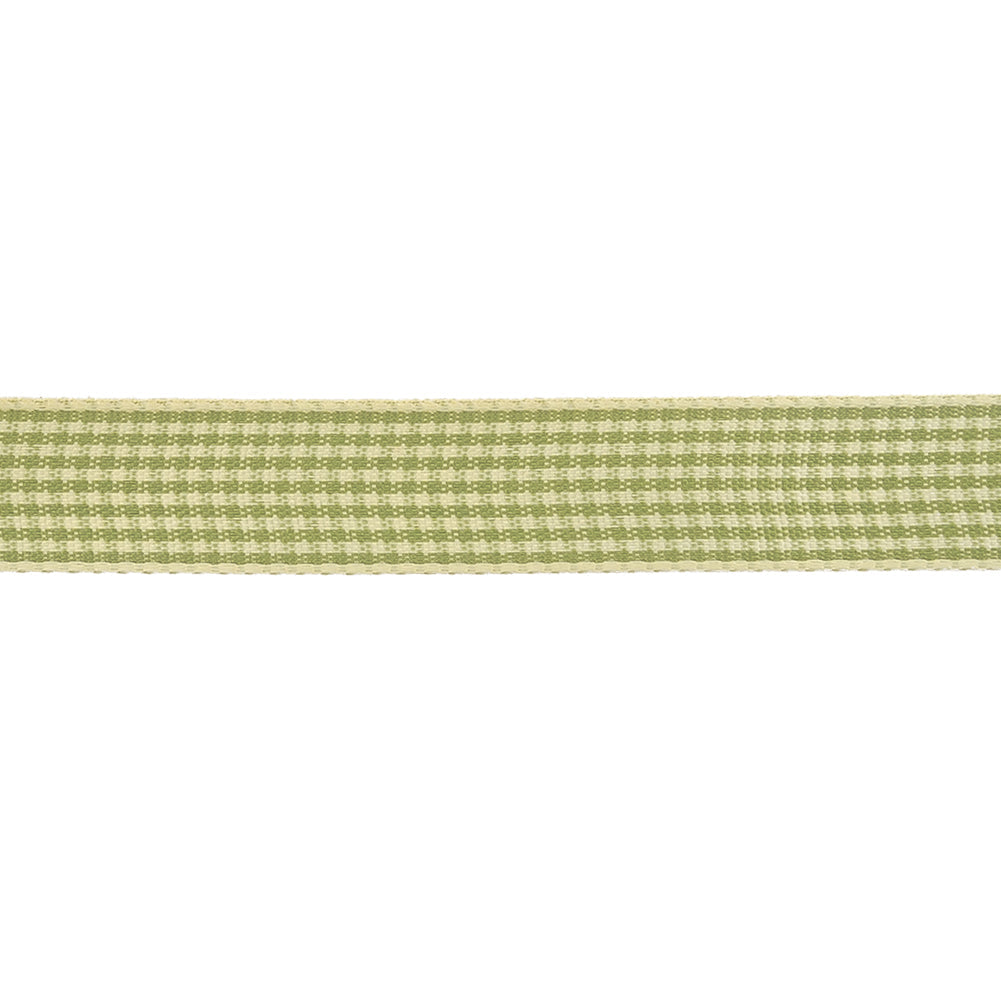 Lime and Cream Houndstooth Check Woven Ribbon - 0.625"