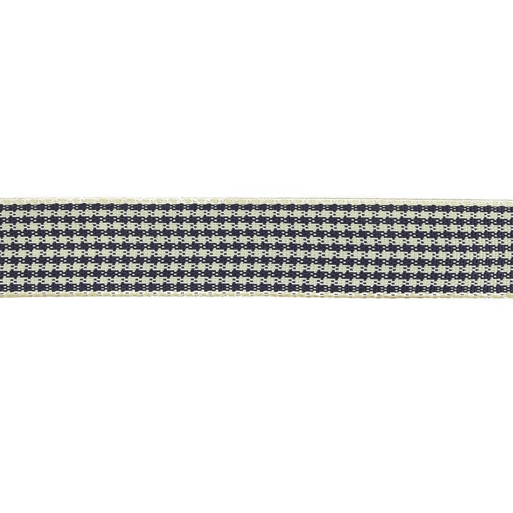 Deep Cobalt and Marshmallow Houndstooth Check Woven Ribbon - 0.625"