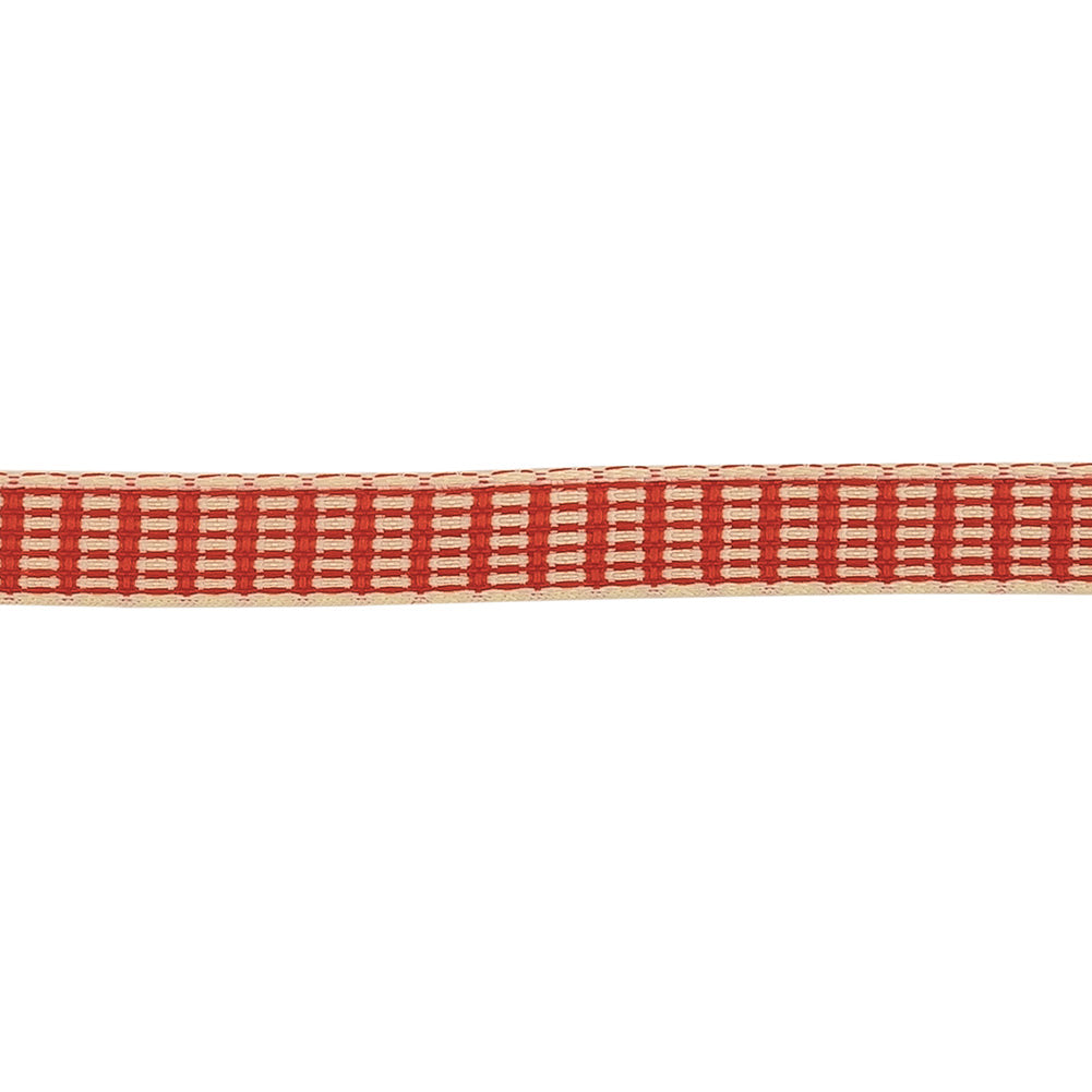 Red and White Rectangles Jacquard Ribbon - 0.375"