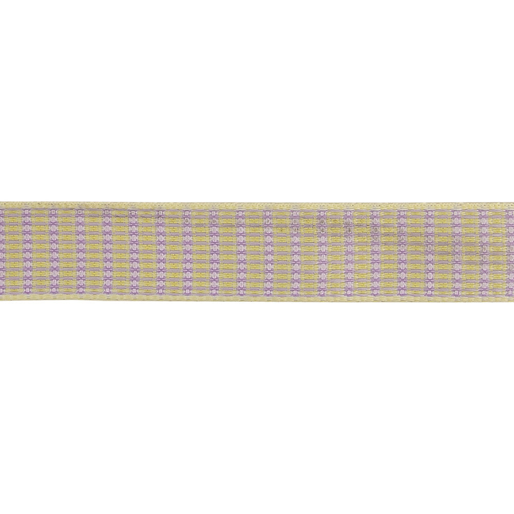 Lavender, Lemon, and Tofu Rectangles Jacquard Ribbon - 0.625"