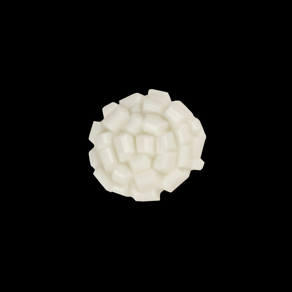Italian White Abstract Floral Textured Shank Back Button - 24L/15mm