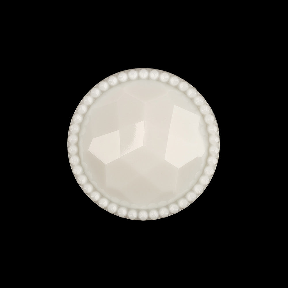 Italian White Faceted Decorative Shank Back Button - 36L/23mm