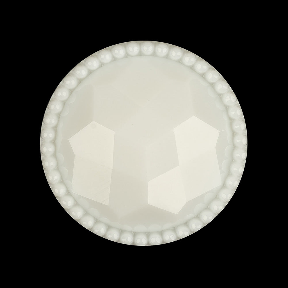 Italian White Faceted Decorative Shank Back Button - 44L/28mm