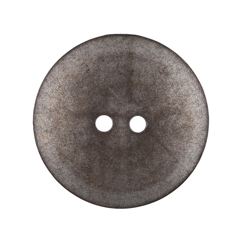 Italian Silver Iron Geometric 2-Hole Metal Saucer Button - 44L/28mm