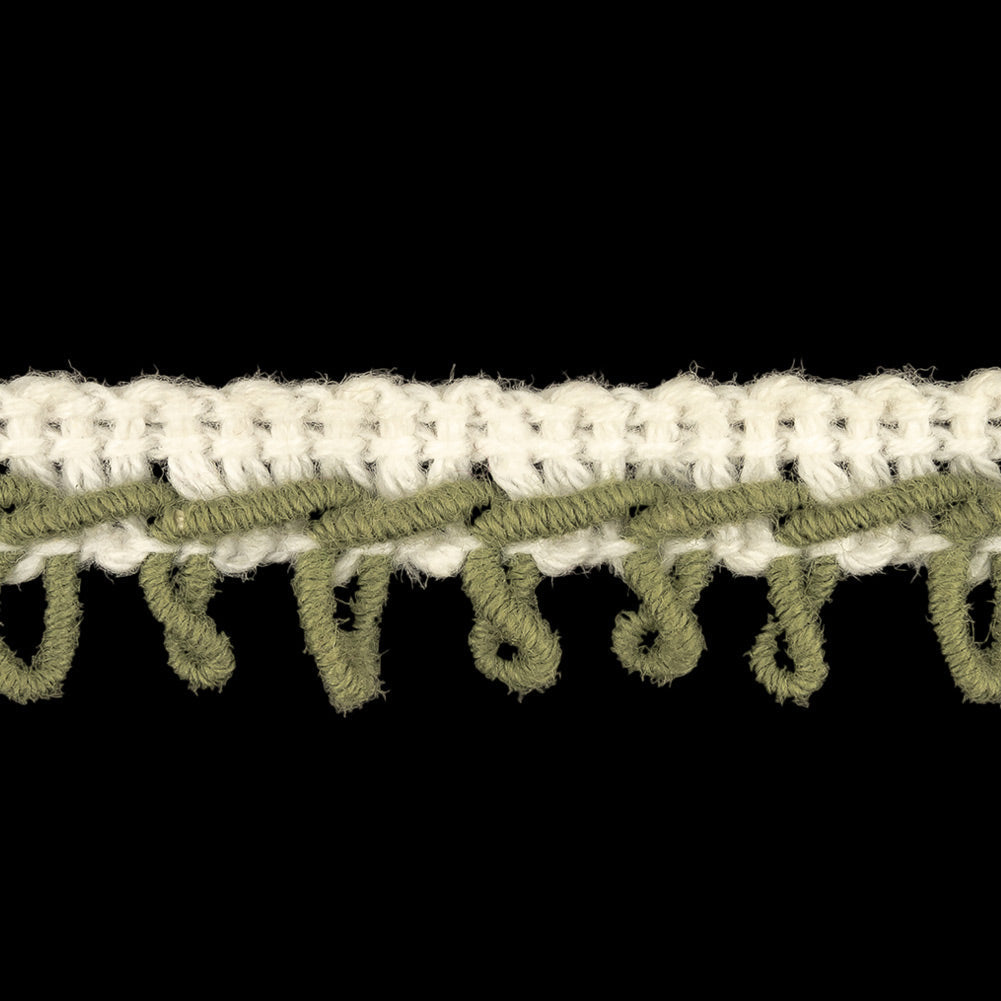 White and Mermaid Embroidered Picot-Look Fringe - 0.625"