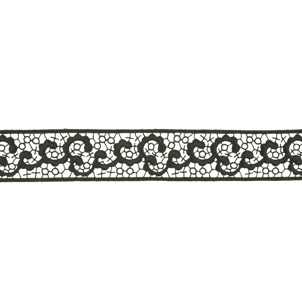 Forest Green Abstract Vines Venise Lace Trim - 1.5"