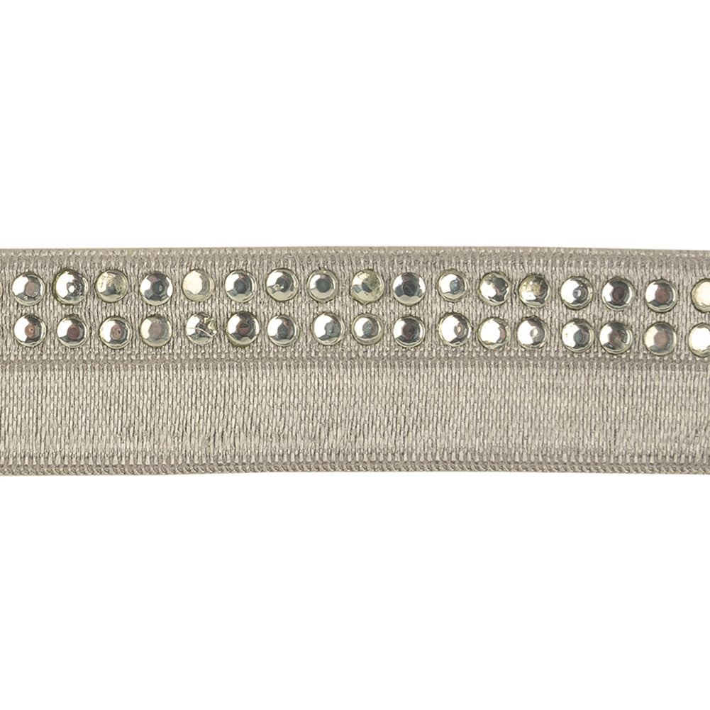 Silver Bejeweled Foldover Elastic Trim - 0.75"