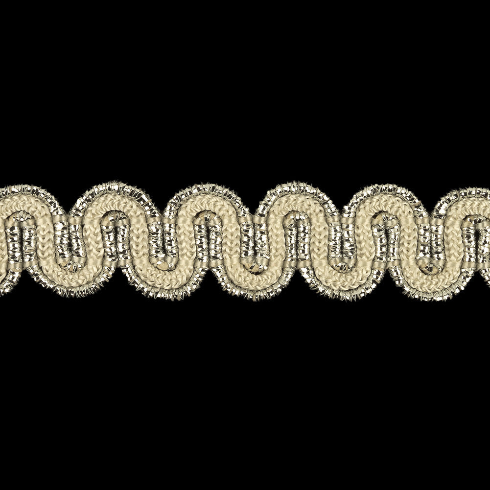 Sugar Swizzle and Metallic Silver Waves Gimp Braided Trim - 0.5"