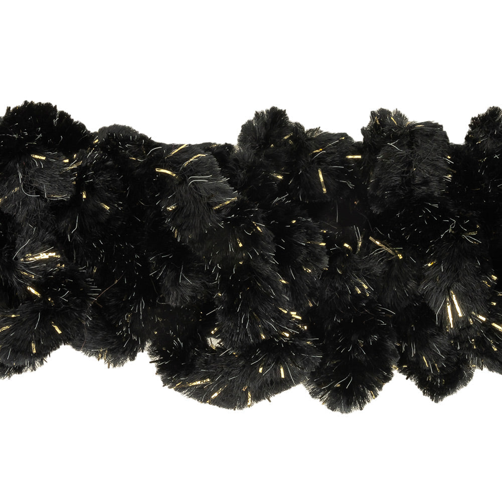 Black and Metallic Gold Chunky Chenille Looped Fringe - 2.25"