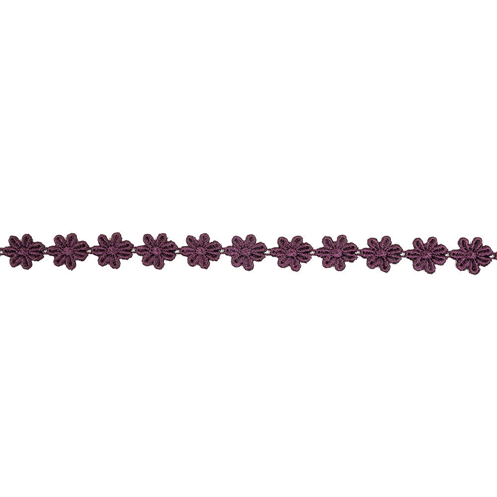 Plum Floral Venise Lace Trim - 0.625"