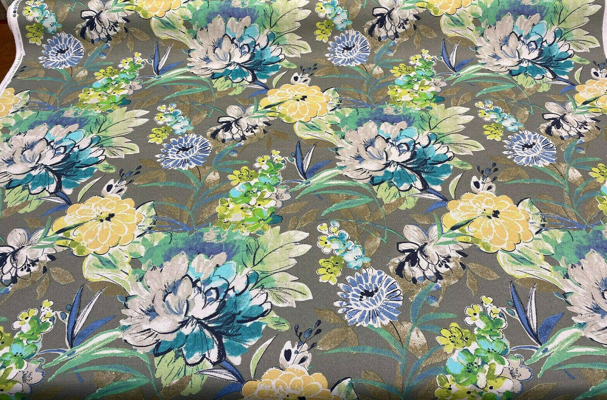 Mill Creek Swavelle Stoneleigh Outdoor Polyester Fabric - Gray Grigio Floral, 54" Width (1 Yard)