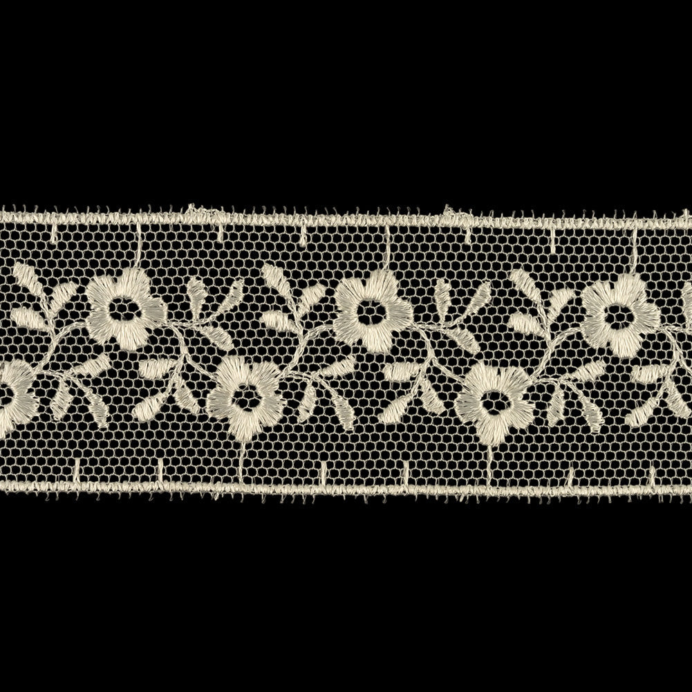 Cloud Dancer Floral Embroidered Lace Trim - 1.25"
