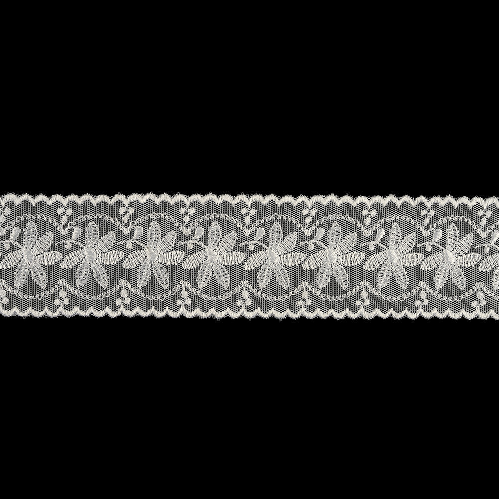 Luminous White Big Flowers Embroidered Lace Trim - 2"