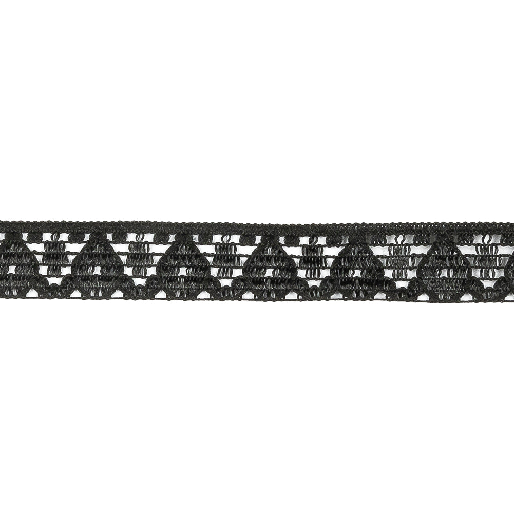 Black Bean Geometric Lace Trim - 0.4375"