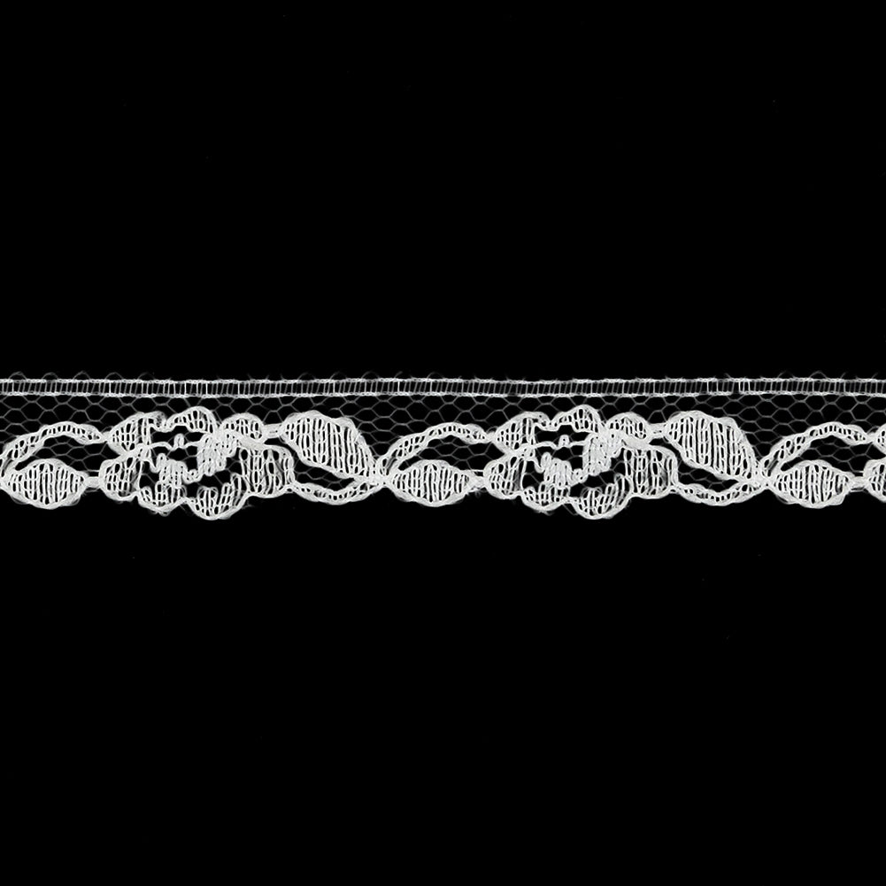 White Floral Re-Embroidered Lace Trim - 0.5"