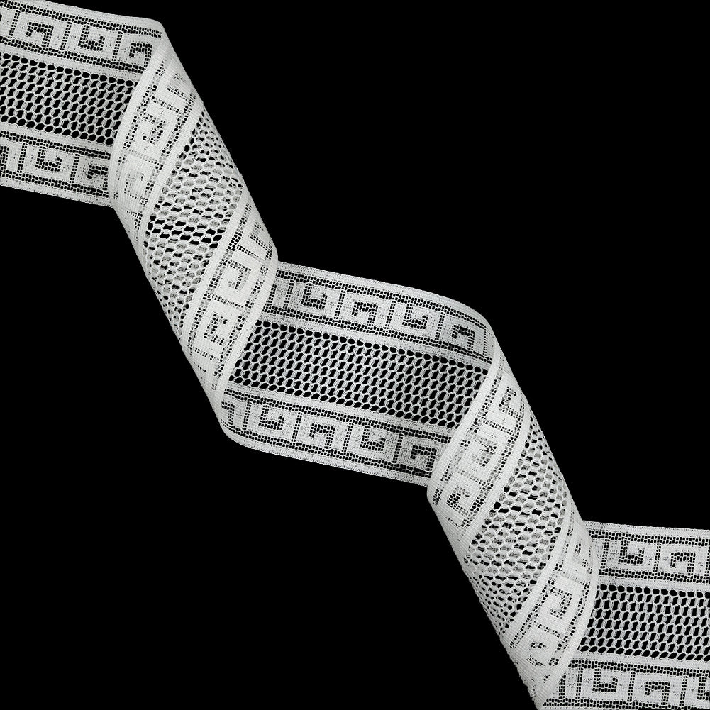 White Greek Key Borders Filet Lace Trim - 2.5"