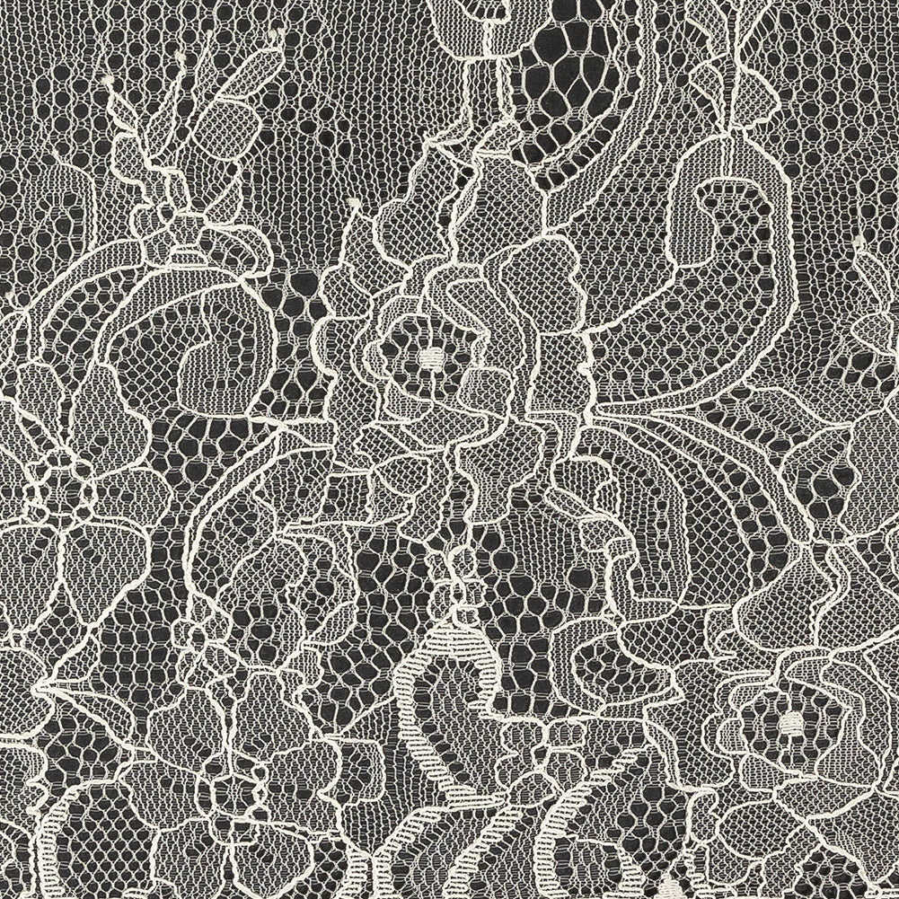 Blanc de Blanc Floral Chantilly Lace Trim with Eyelash Fringe - 10" x 3yd