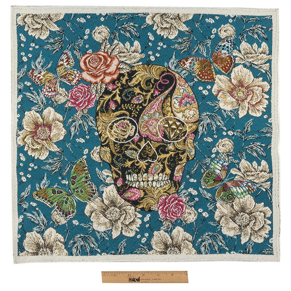 French Bleu Skull in Love Oversized Square Patch - 18.875"