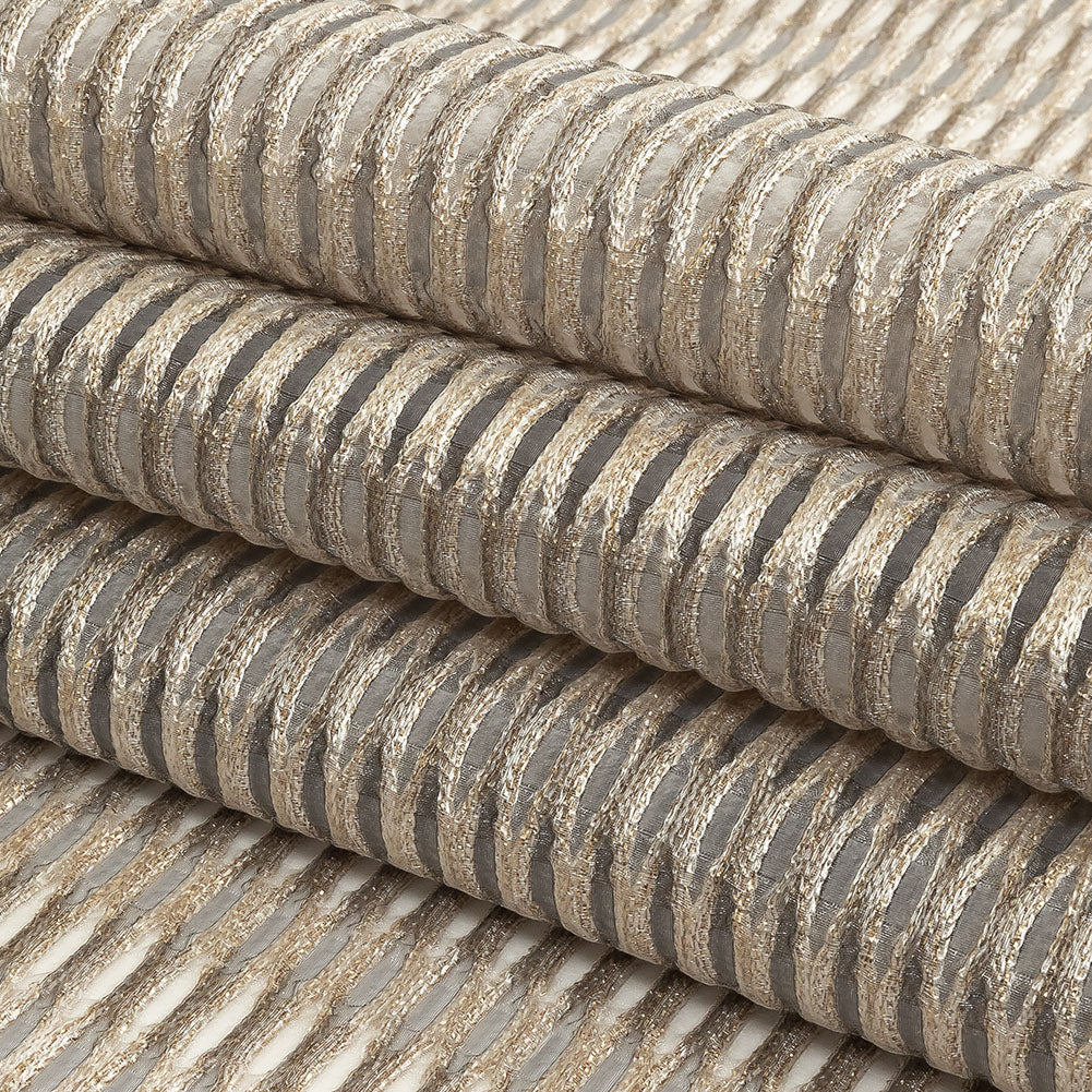 Metallic Gold and Beige Raised Lattice Sheer Organza Luxury Brocade