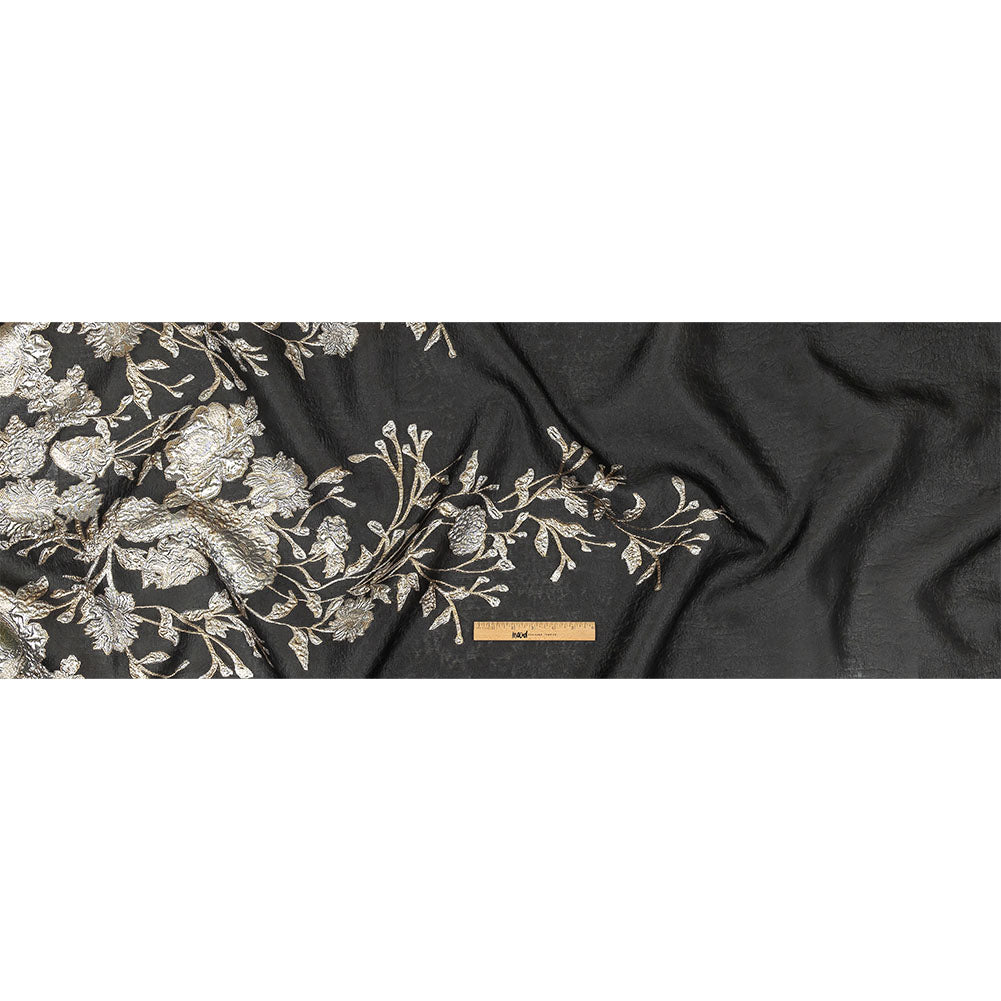Metallic Silver, Gold and Black Floral Luxury Burnout Brocade