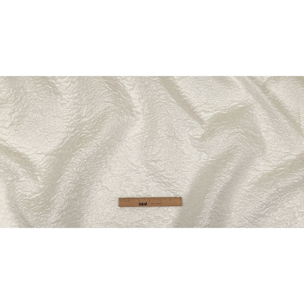 Metallic White Crinkled Luxury Brocade