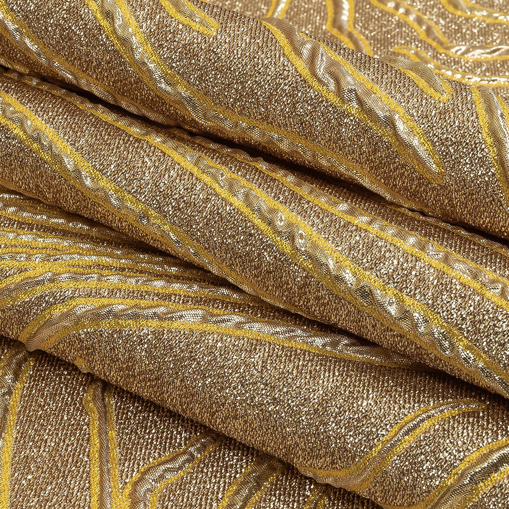 Metallic Gold and Mustard Contour Lines Luxury Brocade