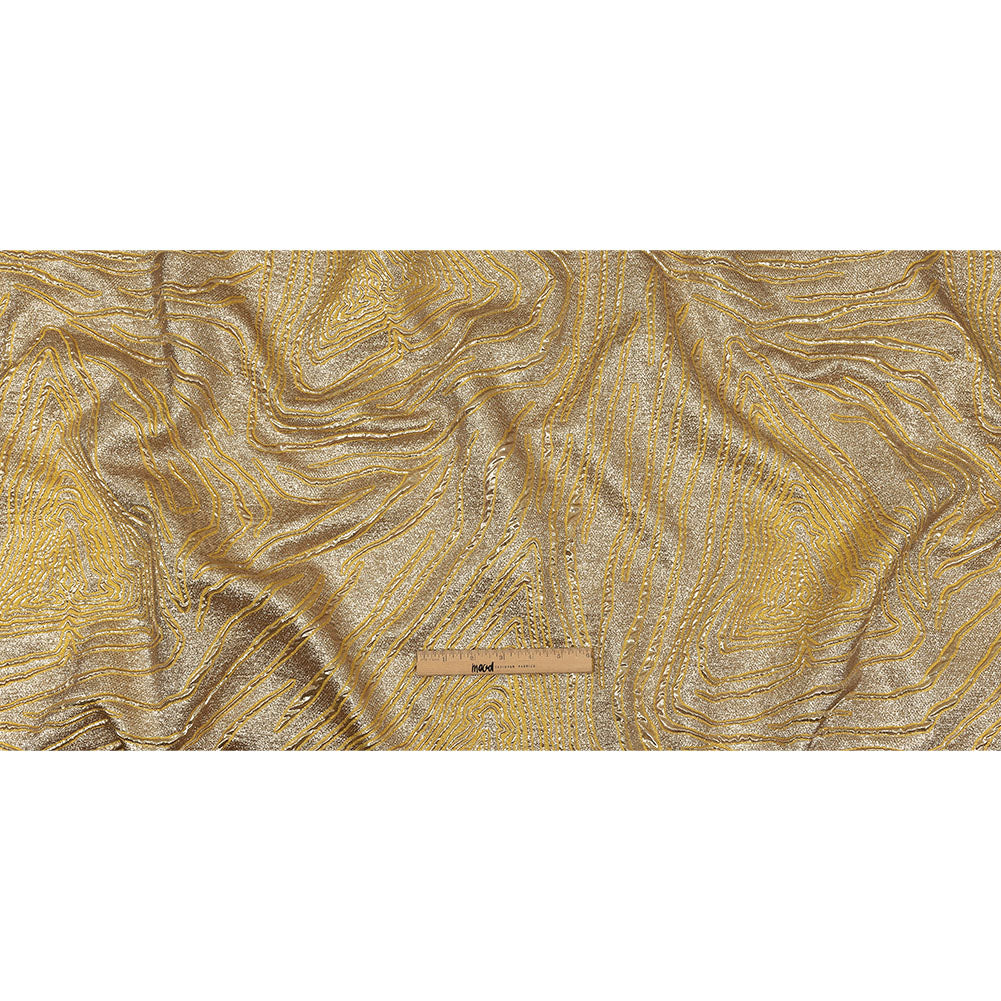 Metallic Gold and Mustard Contour Lines Luxury Brocade