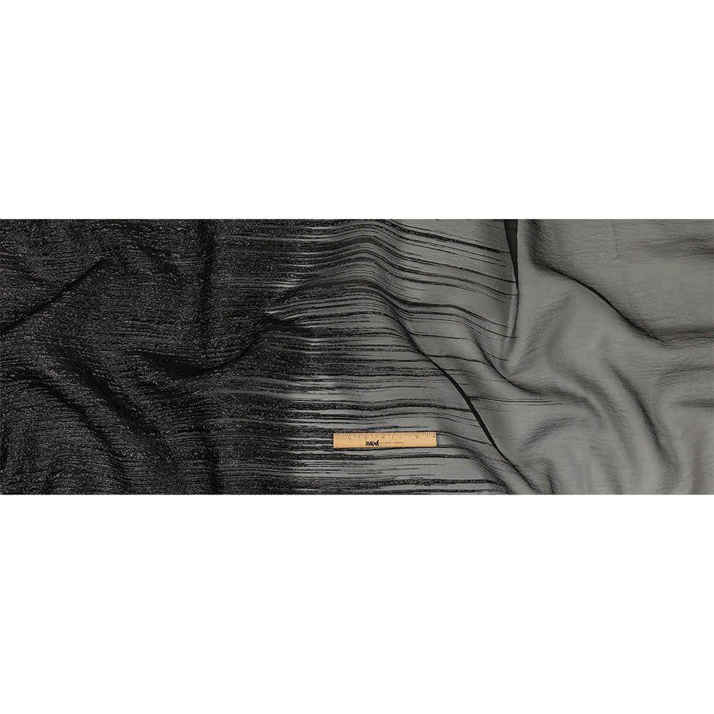 Metallic Black Lines Luxury Organza Brocade