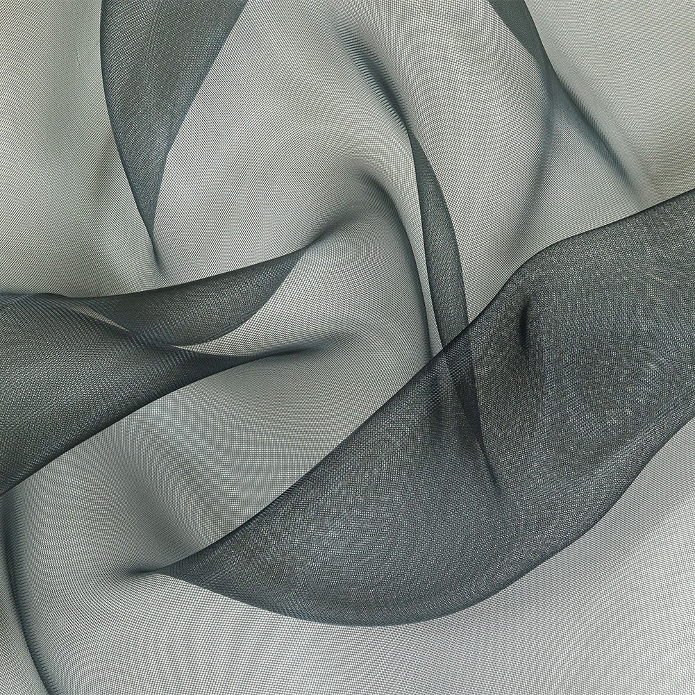 Stiff Mesh-Like Polyester Organza - Black - Iris Collection