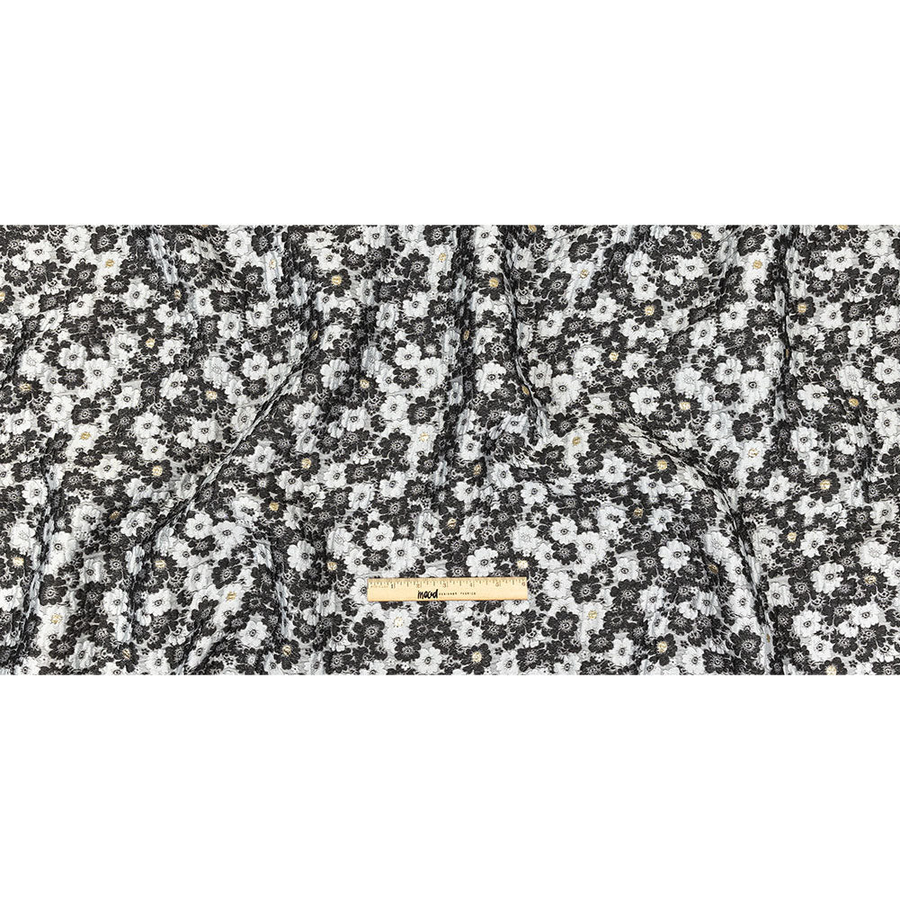 Black, Gray and Metallic Gold Floral Luxury Brocade